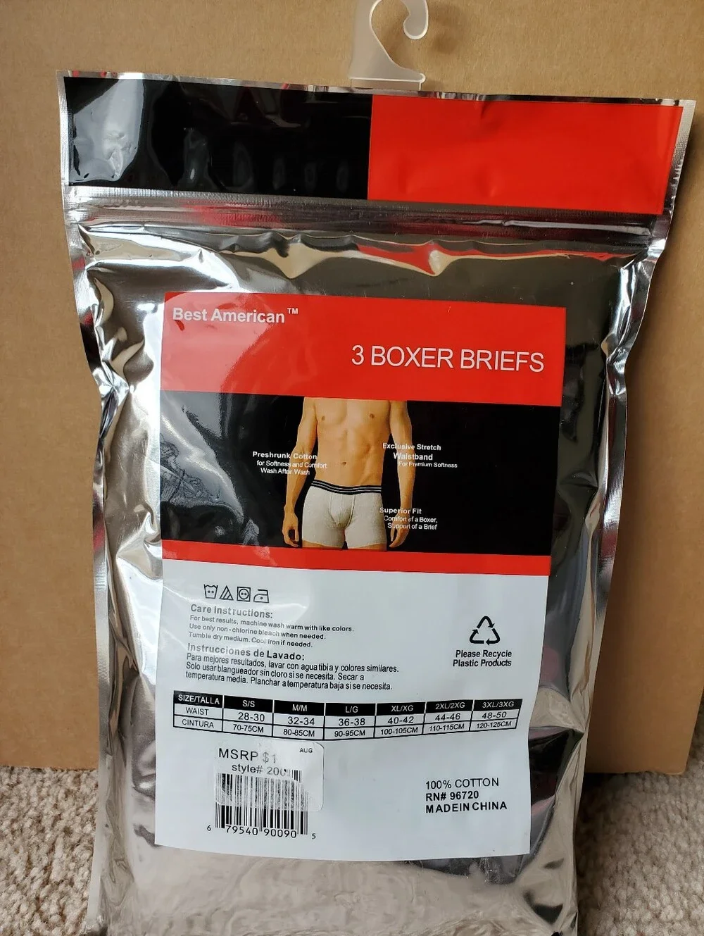 Best American Fit 3 pack Men's Boxer Briefs underwear Size XL New